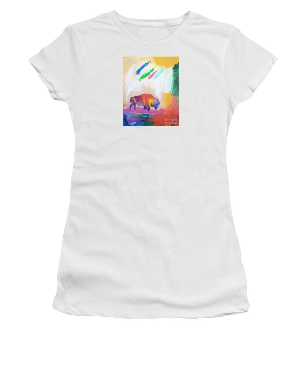 Bison Women's T-Shirt featuring the photograph Bison painting by Stella Levi