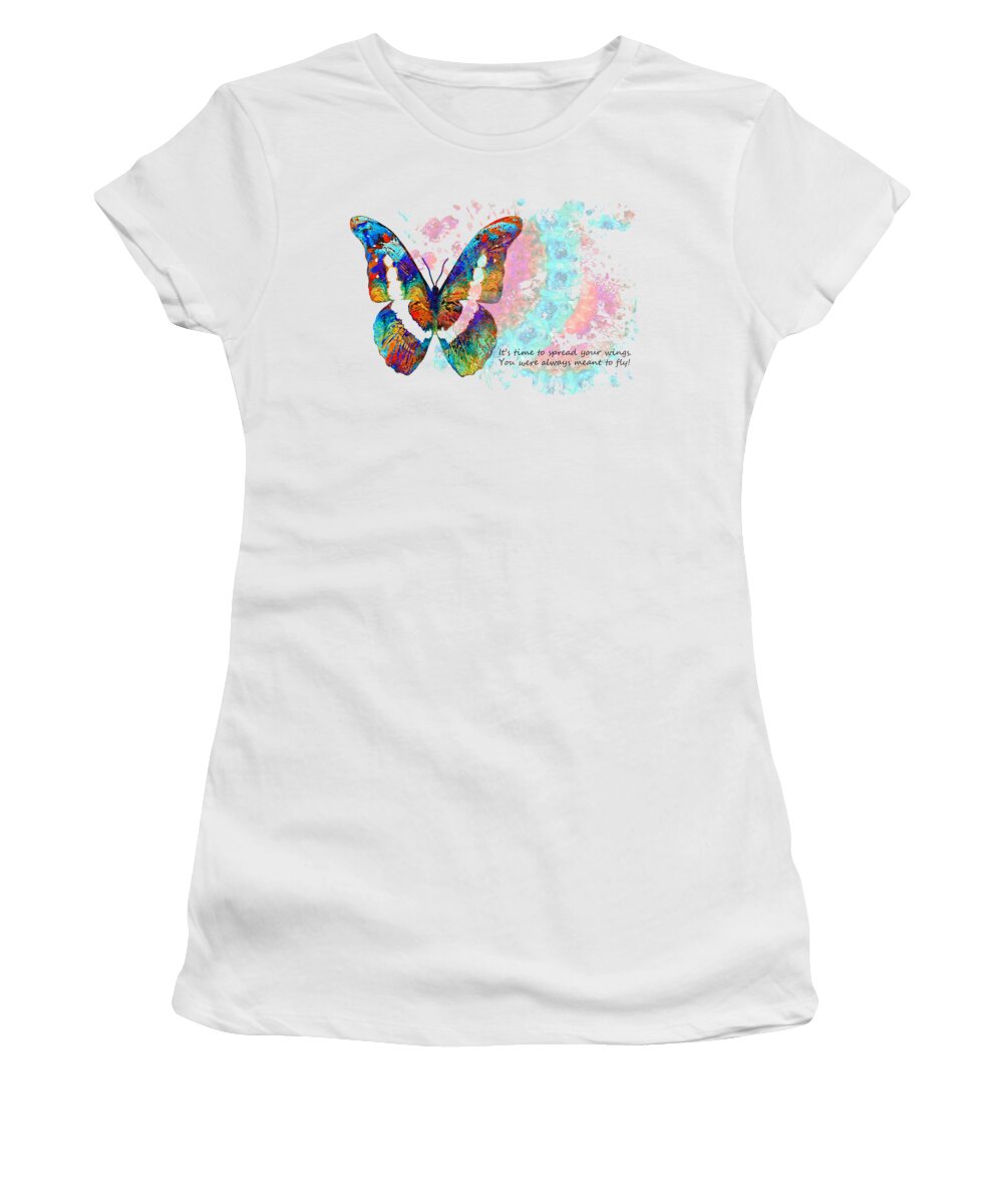 Butterflies Women's T-Shirt featuring the painting Colorful Butterfly Art - Spread Your Wings by Sharon Cummings