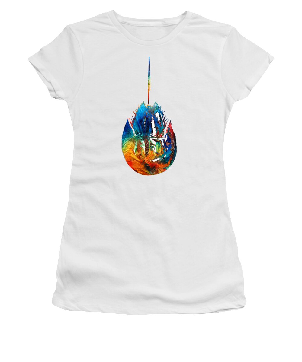 Horseshoe Crab Women's T-Shirt featuring the painting Colorful Horseshoe Crab Art by Sharon Cummings by Sharon Cummings