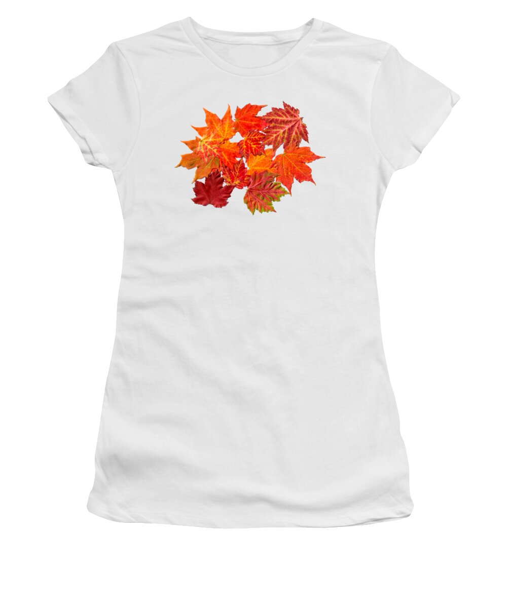 Colorful Women's T-Shirt featuring the mixed media Colorful Maple Leaves by Christina Rollo