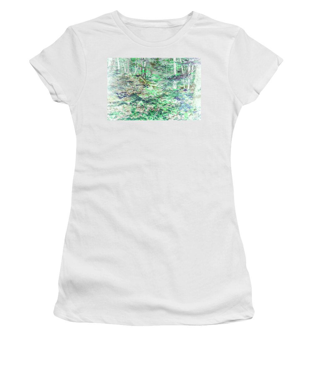 Trees Women's T-Shirt featuring the photograph Shades of Green Woodlands by Missy Joy
