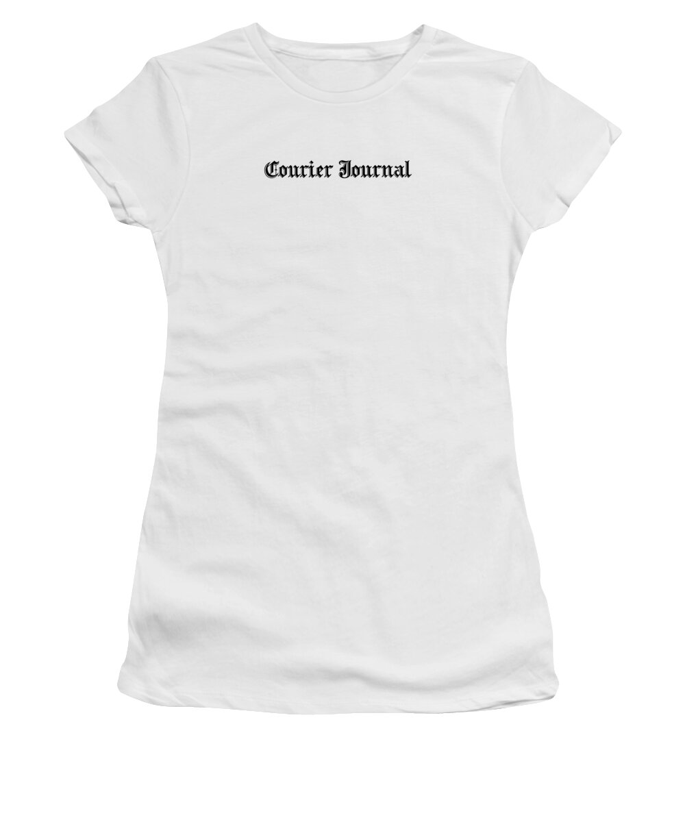 Louisville Women's T-Shirt featuring the digital art Courier Journal Print Black Logo by Gannett Co