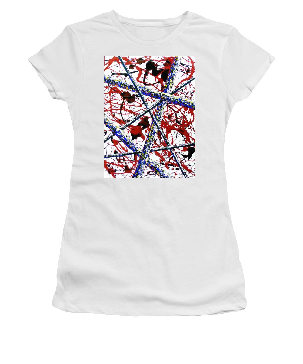 Contemporary / Abstract Women's T-Shirt featuring the painting Criss-Cross by Micah Guenther