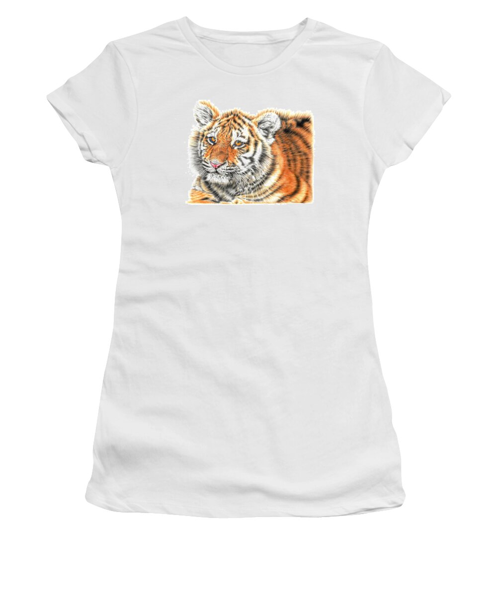 Tiger Women's T-Shirt featuring the drawing Cuddle Me by Casey 'Remrov' Vormer