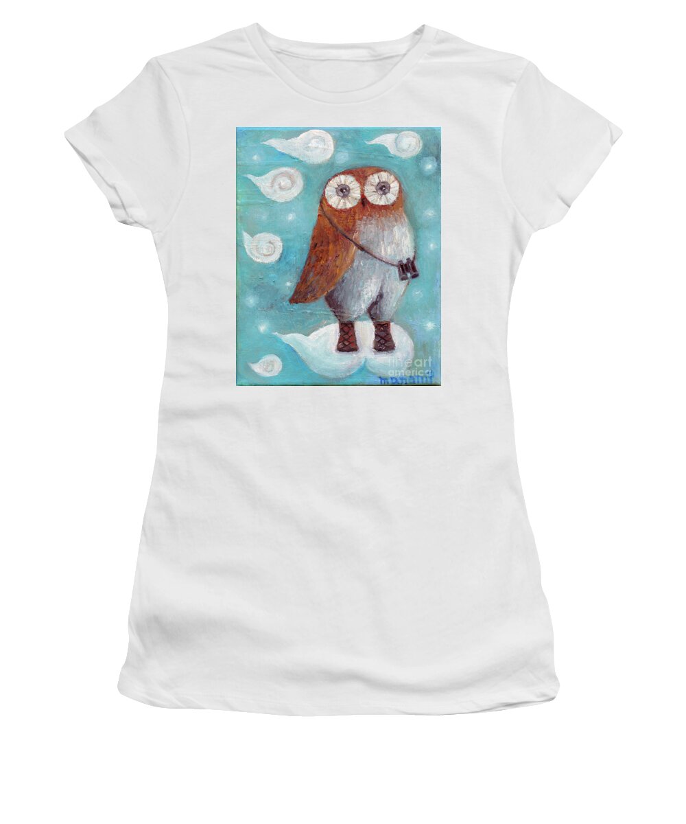 Curious Women's T-Shirt featuring the painting Curious Hoot by Manami Lingerfelt