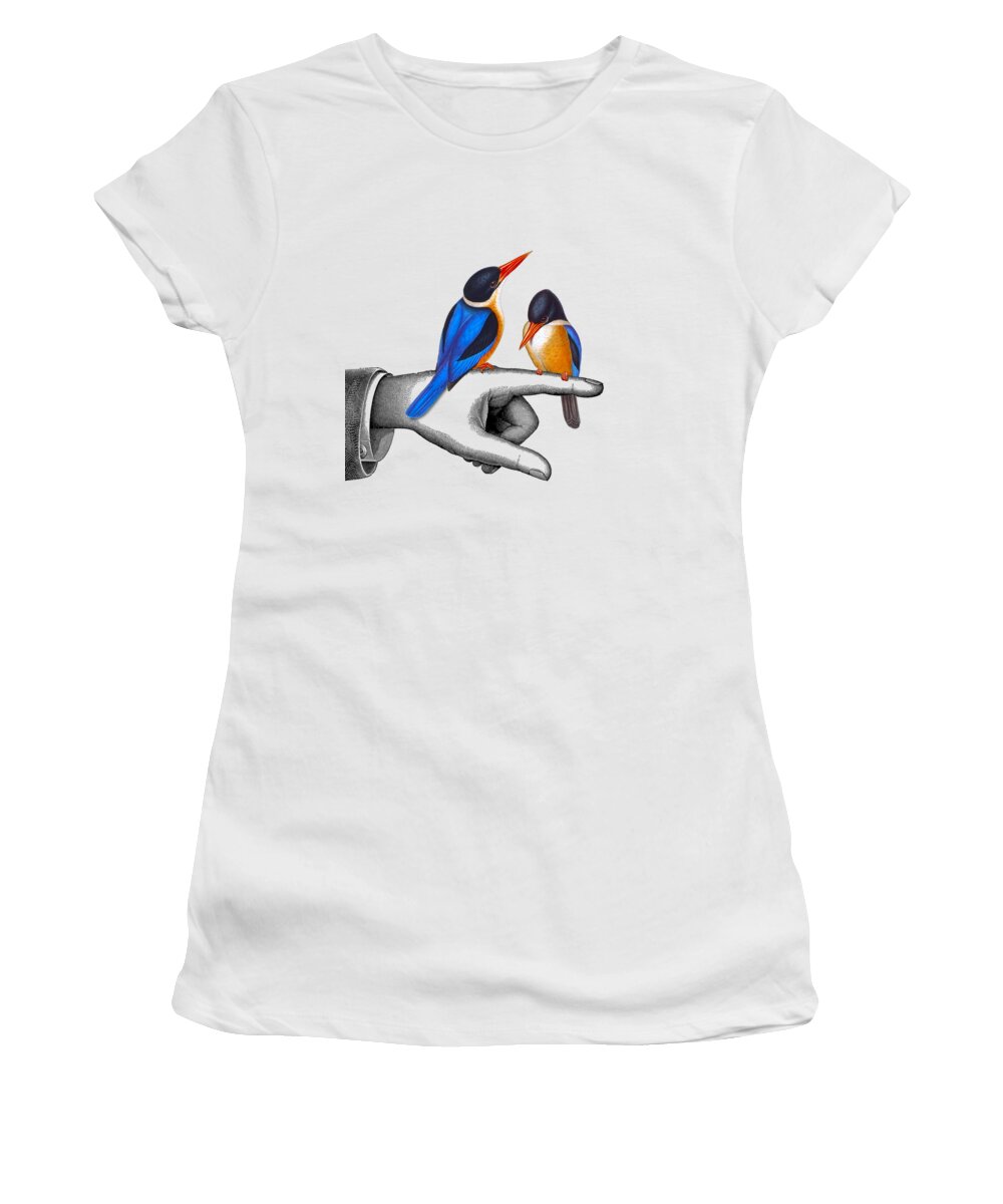 Kingfisher Women's T-Shirt featuring the digital art Cute Together by Madame Memento