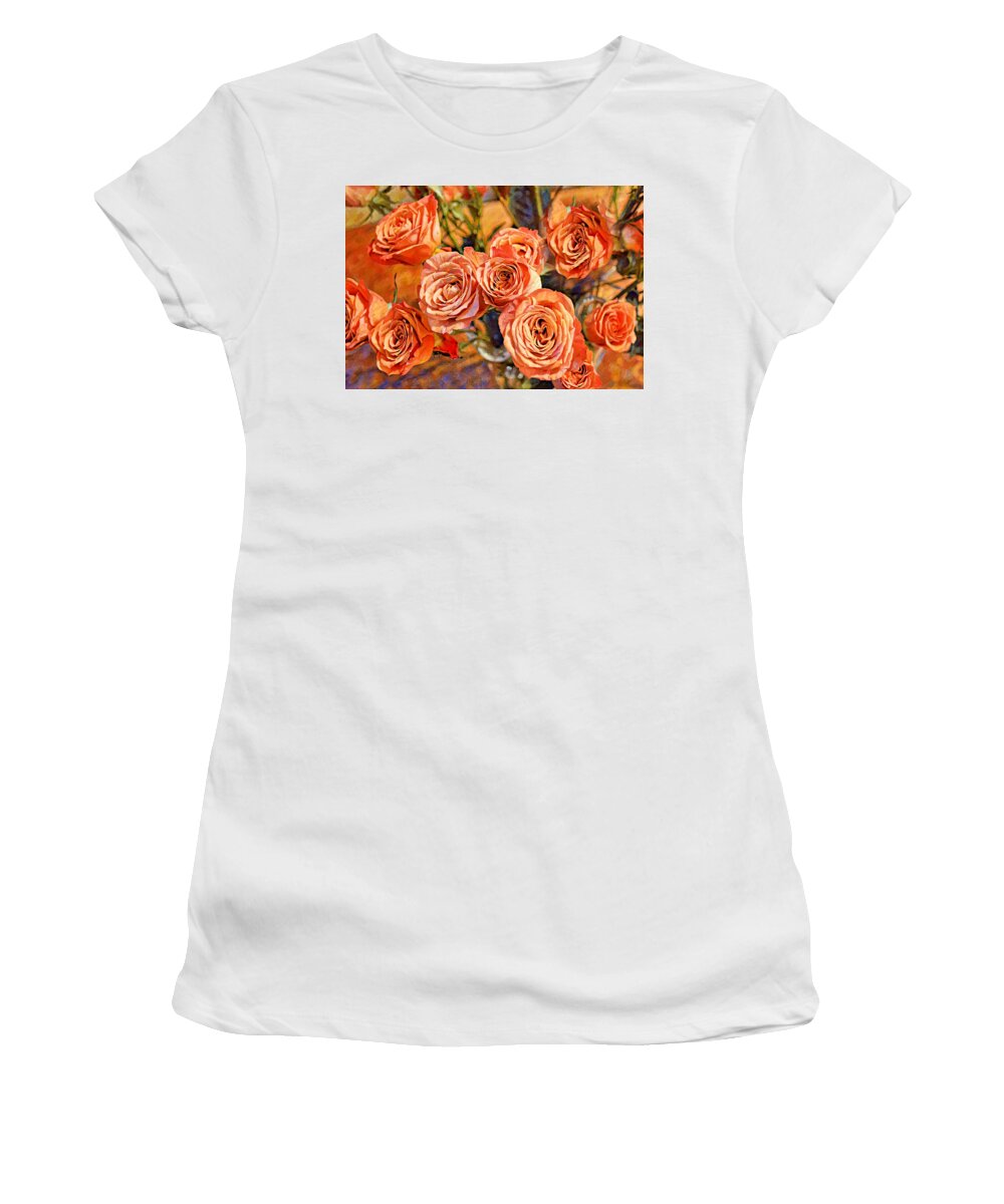 Rose Women's T-Shirt featuring the digital art Old World Roses Digital Graphic Bouquet by Gaby Ethington