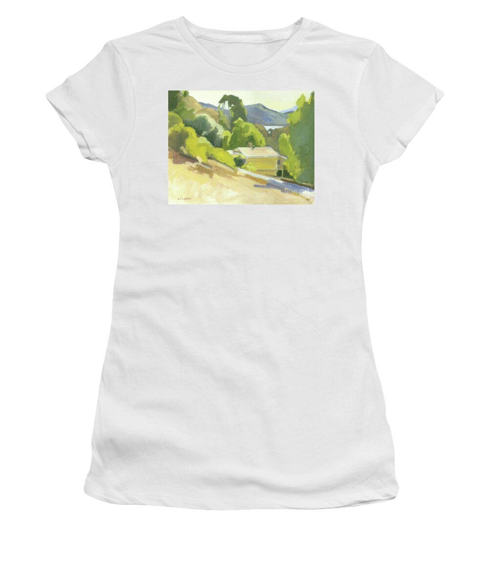 Lake Women's T-Shirt featuring the painting Del Dios, Lake Hodges - Escondido, California by Paul Strahm