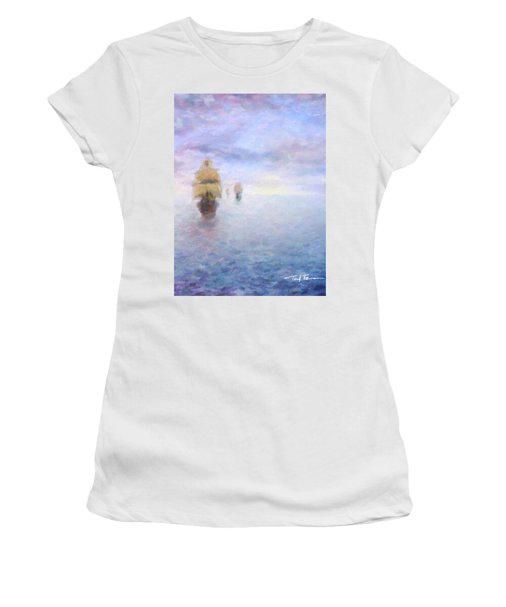 Nautical Art Women's T-Shirt featuring the painting Discovery by Trask Ferrero