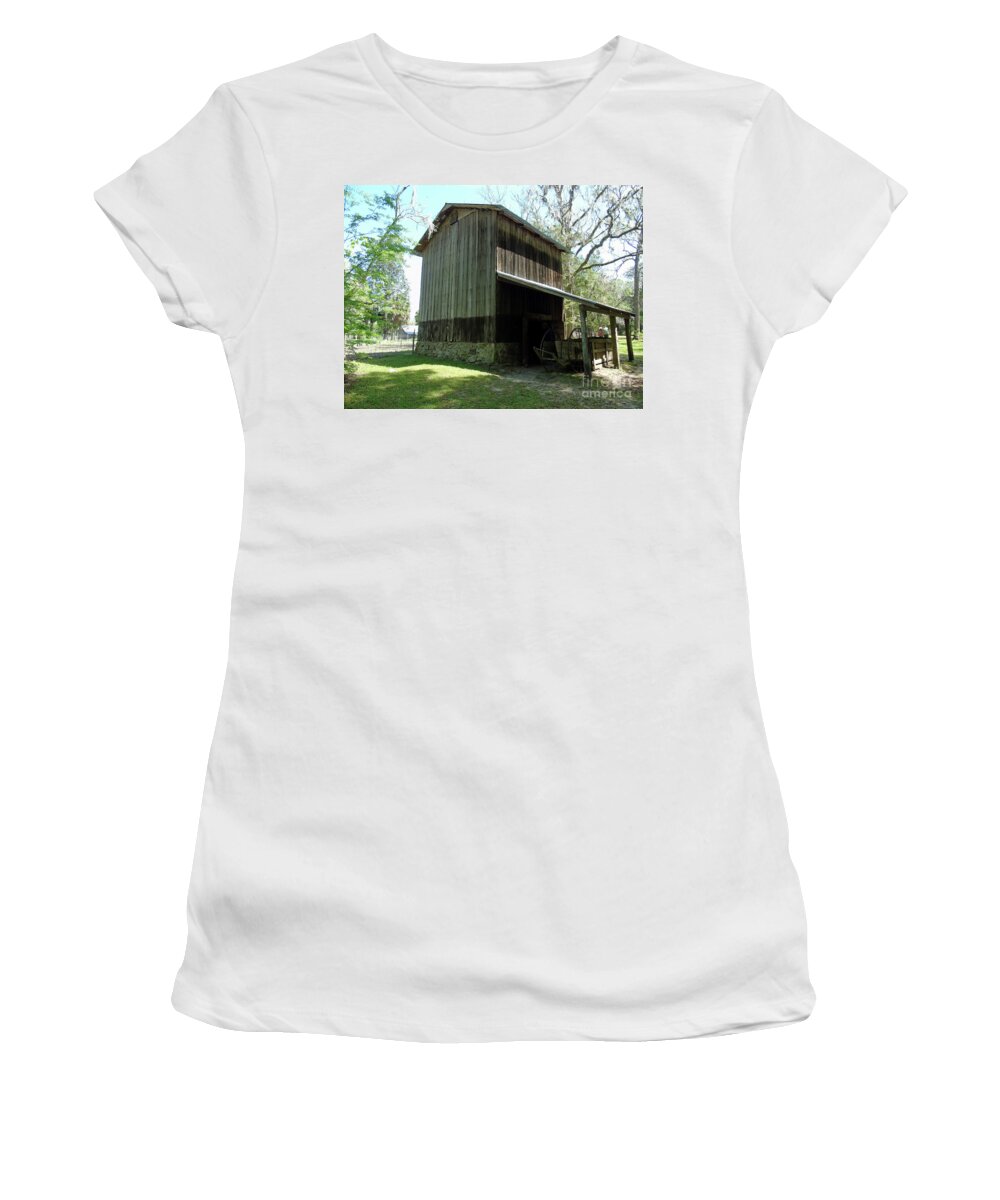 Dudley Farm Women's T-Shirt featuring the photograph Dudley Farm Tobacco Barn by D Hackett