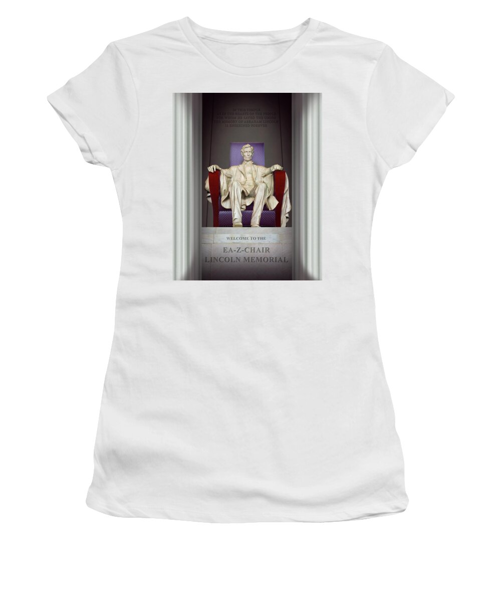 Landmarks Women's T-Shirt featuring the photograph Ea-Z-Chair Lincoln Memorial 2 by Mike McGlothlen