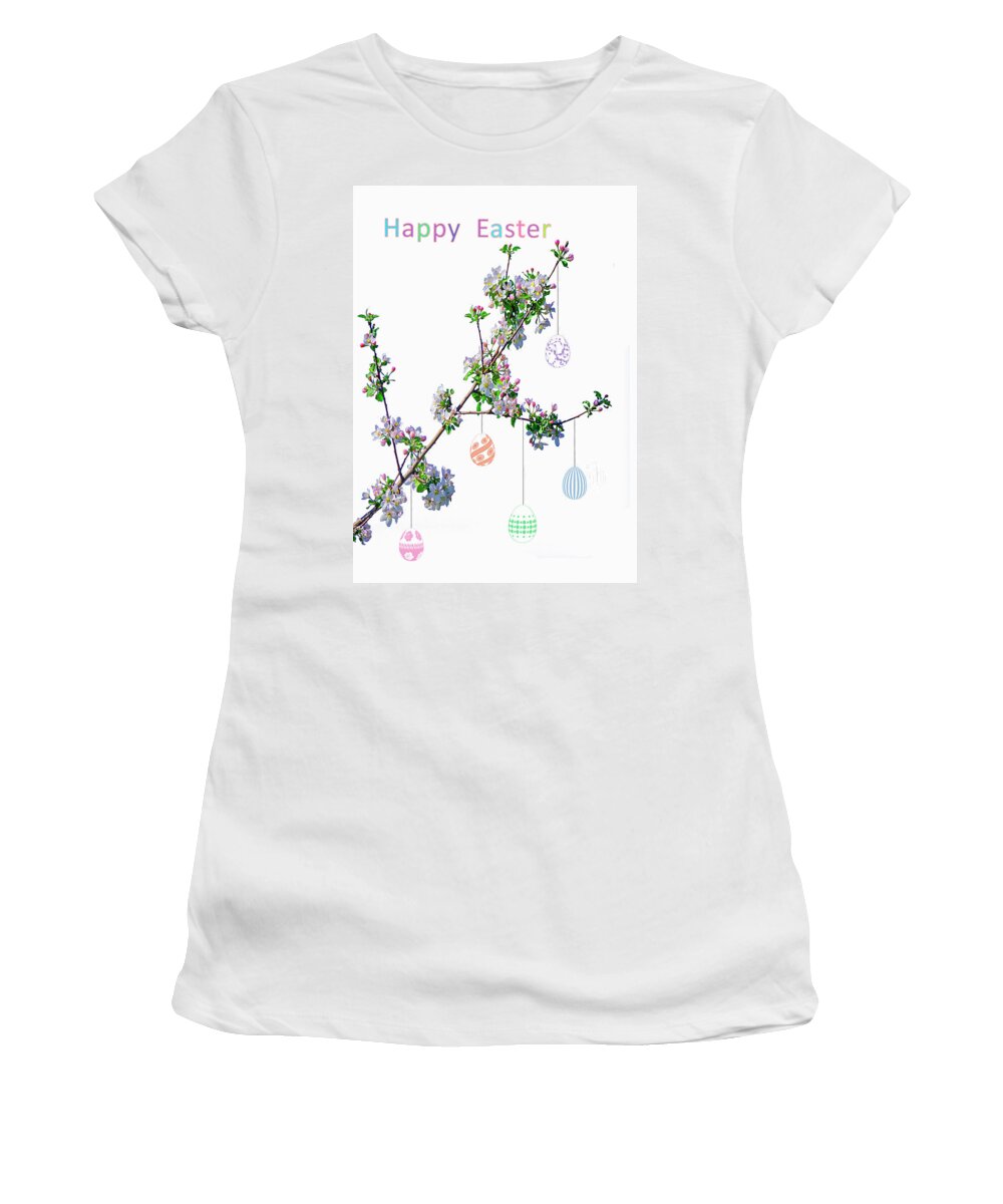 Branch Women's T-Shirt featuring the mixed media Easter Egg Tree by Moira Law