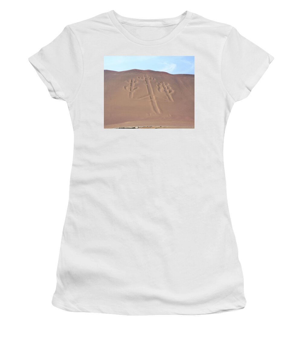 Paracas Candelabra Women's T-Shirt featuring the photograph El Candelabra, Peru by Aidan Moran