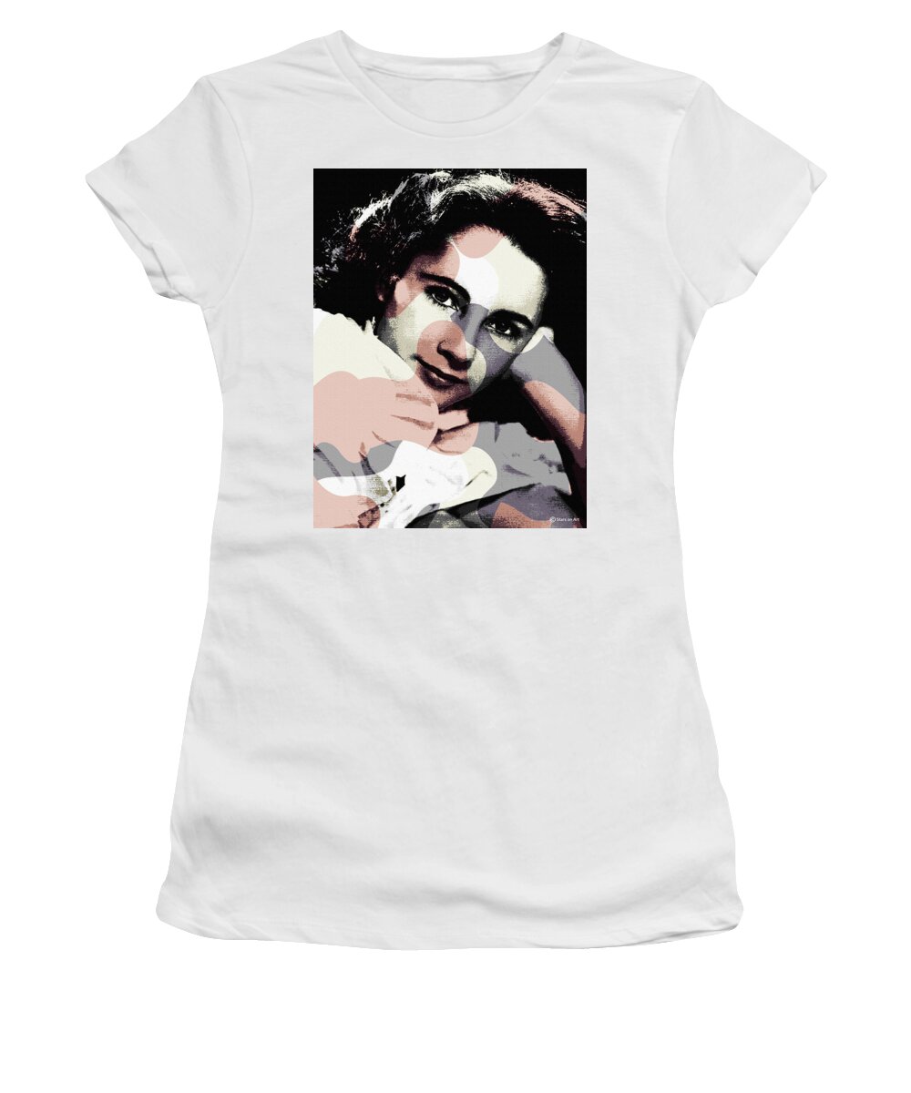 Elizabeth Women's T-Shirt featuring the mixed media Elizabeth Taylor modernized portrait by Movie World Posters