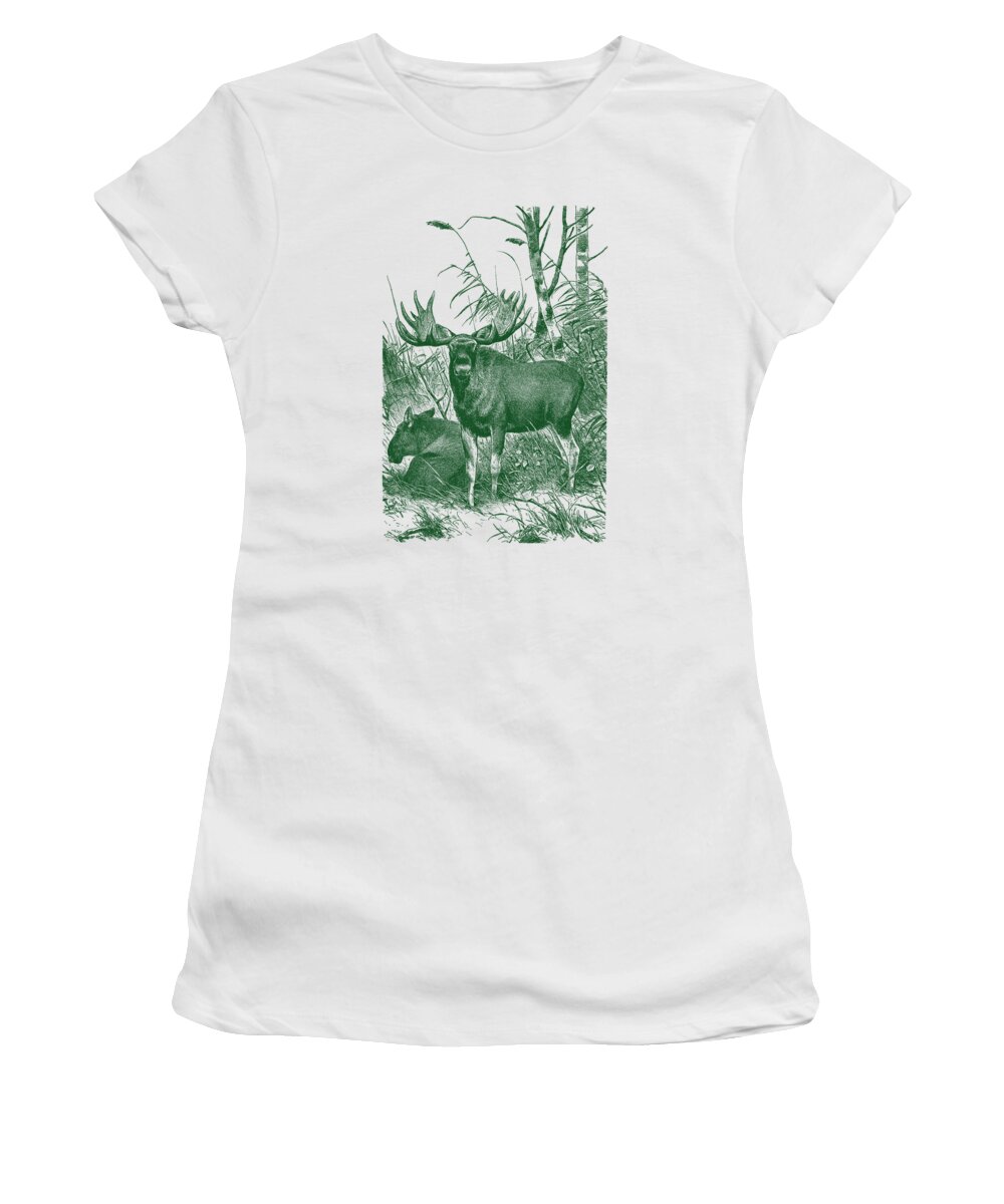 Moose Women's T-Shirt featuring the digital art Elk Family by Madame Memento