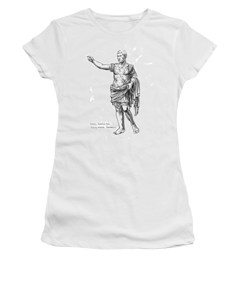 Statue Women's T-Shirt featuring the drawing Emperor Statue by Harry West