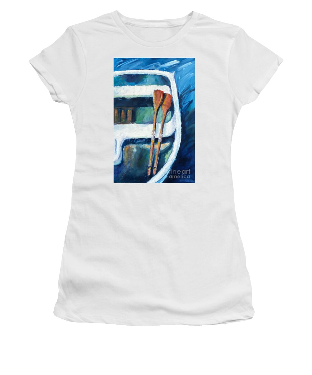 Boat Women's T-Shirt featuring the painting Empty Boat by Alan Metzger