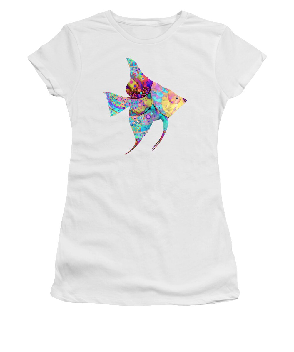 Fish Women's T-Shirt featuring the painting Enchanted Angel Fish Tropical Beach Art by Sharon Cummings
