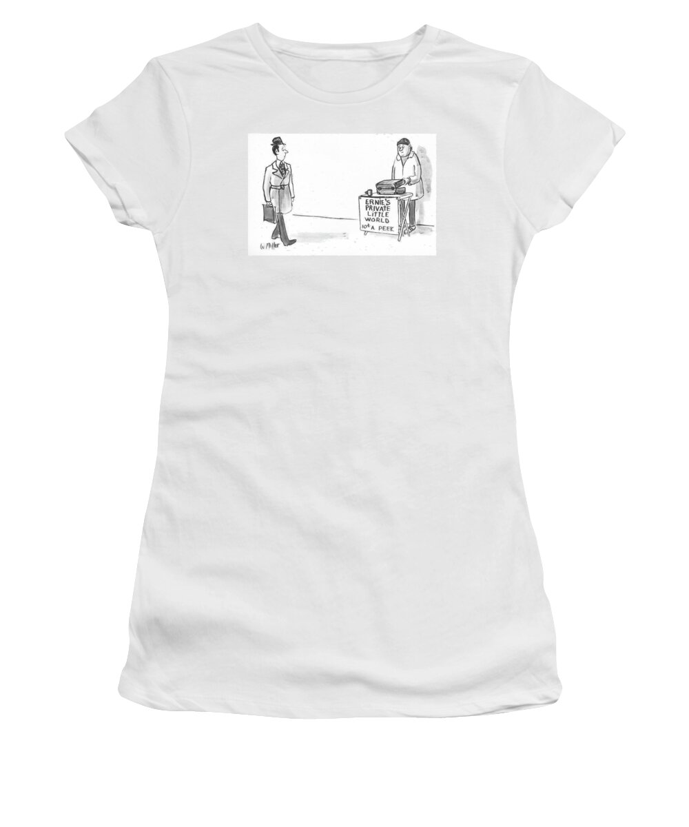 Captionless Women's T-Shirt featuring the drawing Ernie's Private Little World by Warren Miller
