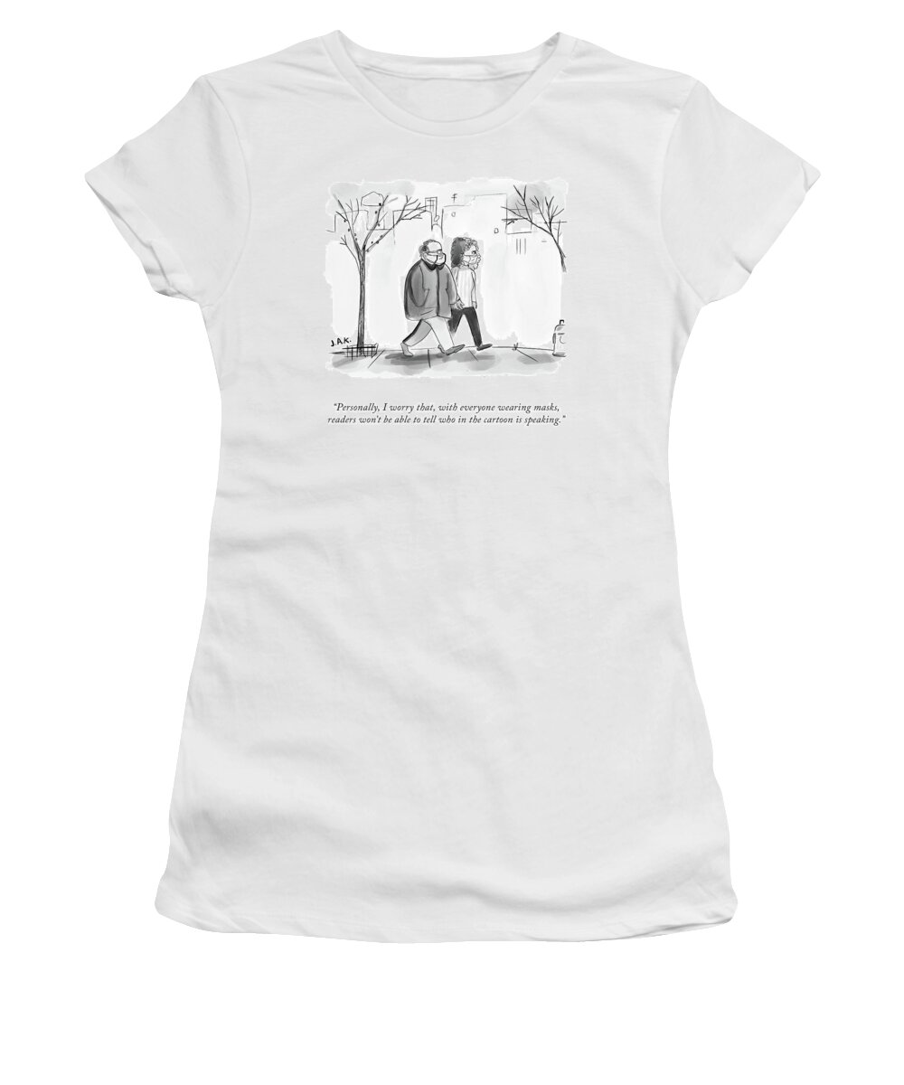 Personally Women's T-Shirt featuring the drawing Everyone Wearing Masks by Jason Adam Katzenstein