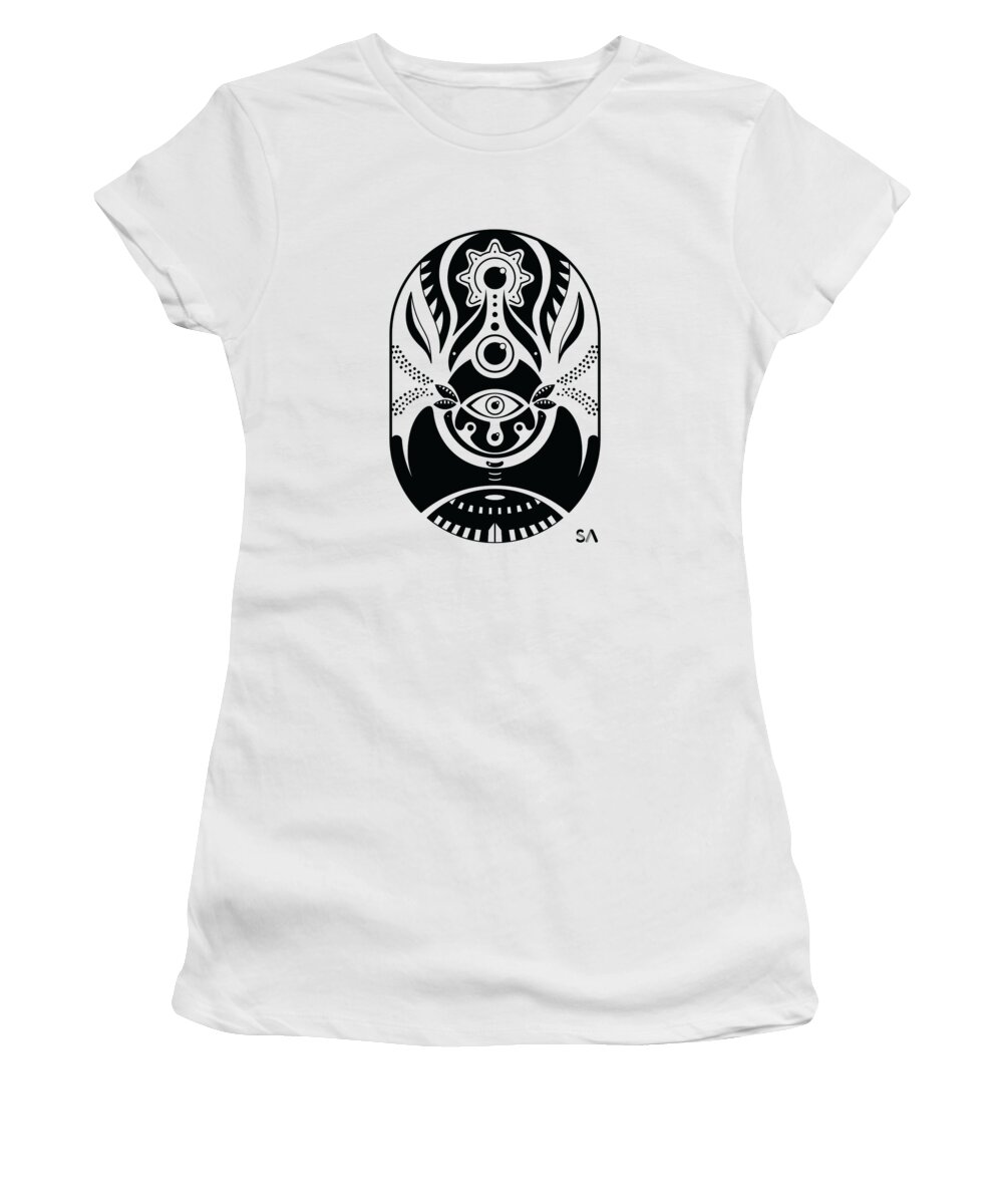 Black And White Women's T-Shirt featuring the digital art Eyes by Silvio Ary Cavalcante