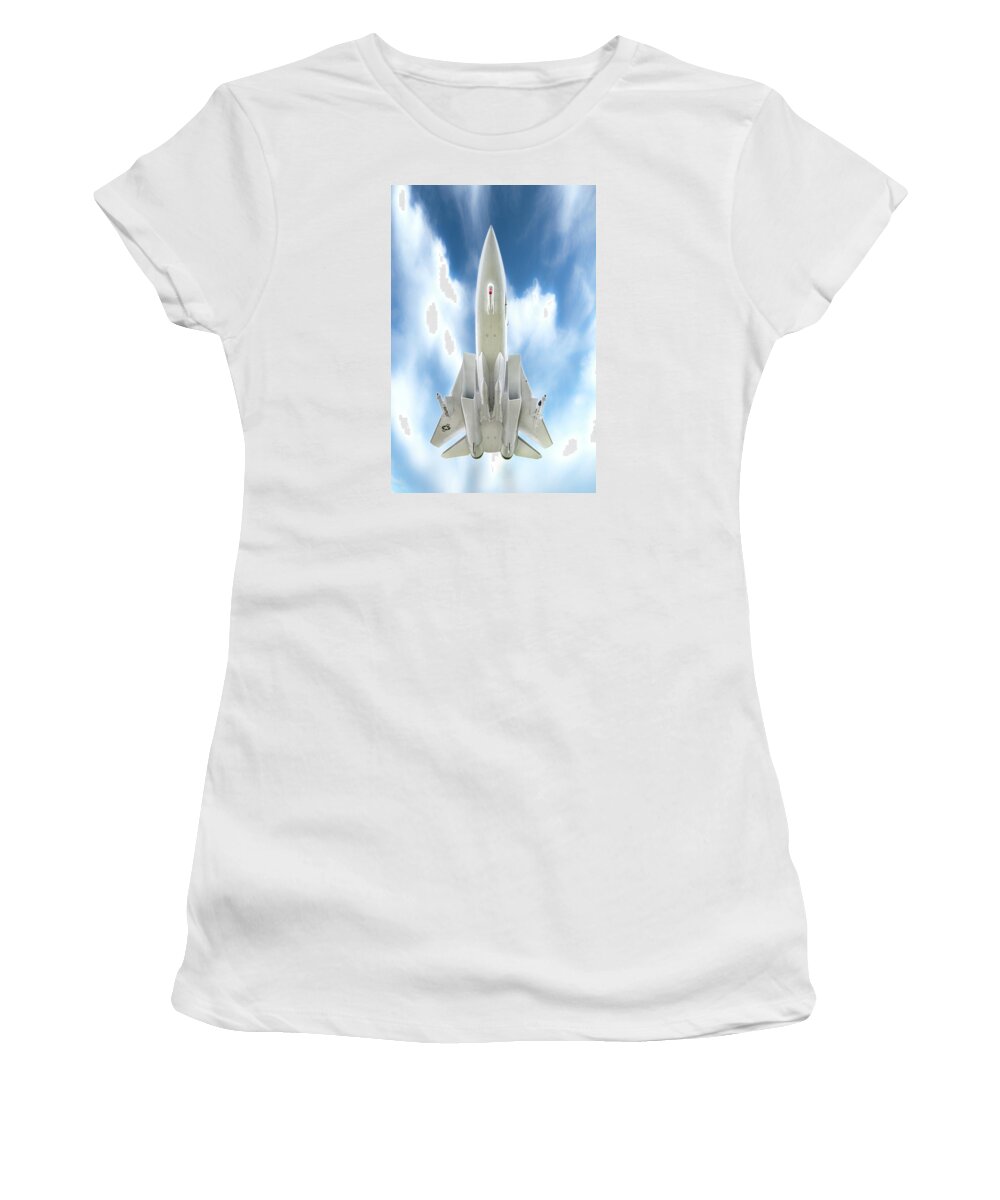 Navy Women's T-Shirt featuring the photograph F-14 Tomcat Navy fighter Vertical Poster by Gary Warnimont