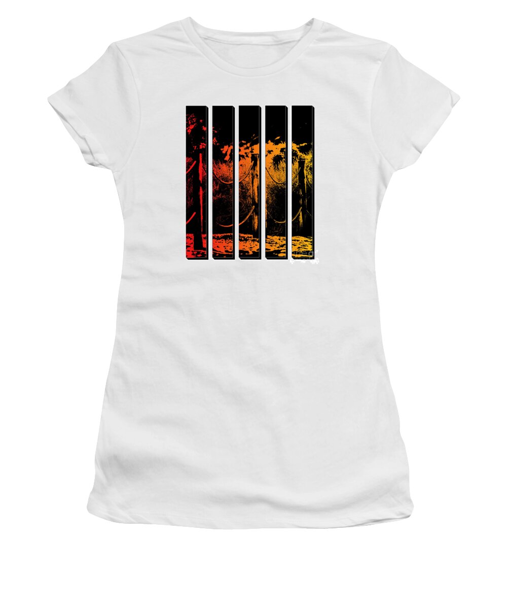 Sunset Women's T-Shirt featuring the photograph Fence in Sunset Tones Digital Art by Colleen Cornelius