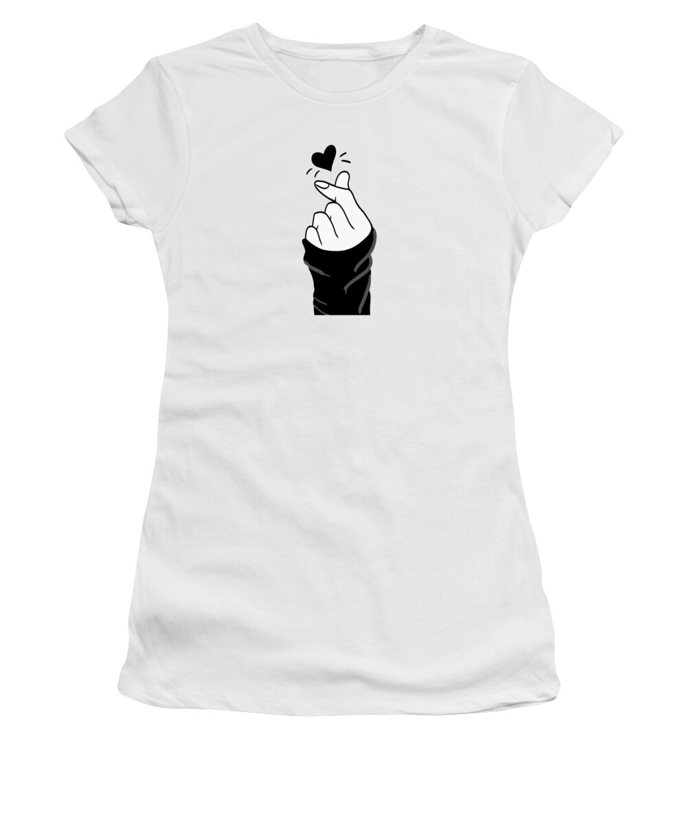 Finger Heart Hand Women's T-Shirt by Half Goldfish - Fine Art America