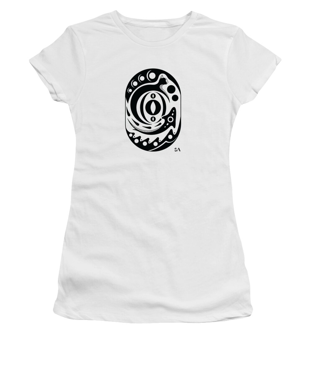 Black And White Women's T-Shirt featuring the digital art Fish Cat by Silvio Ary Cavalcante