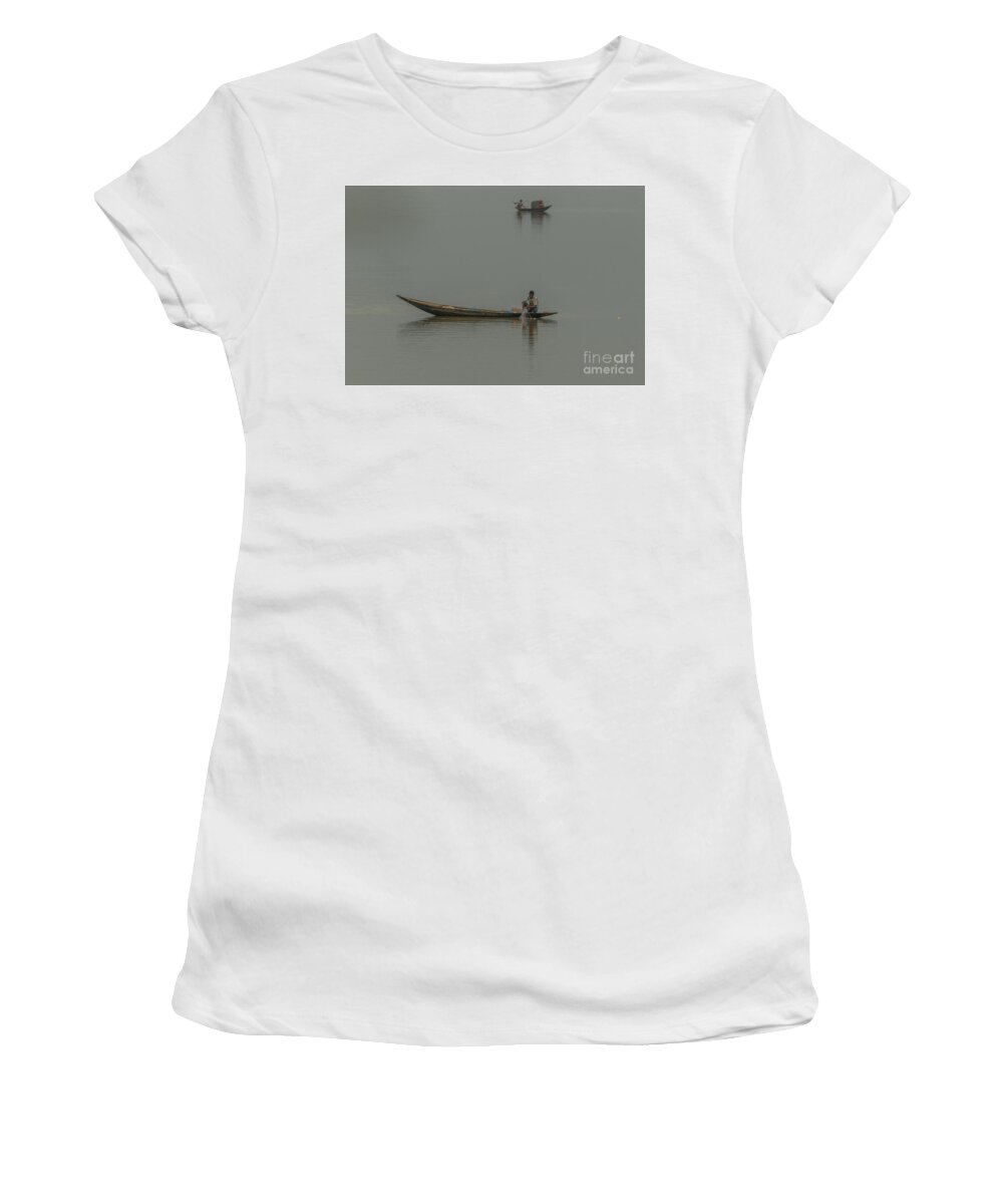 People Women's T-Shirt featuring the photograph Fishing on the Hoogly 02 by Werner Padarin