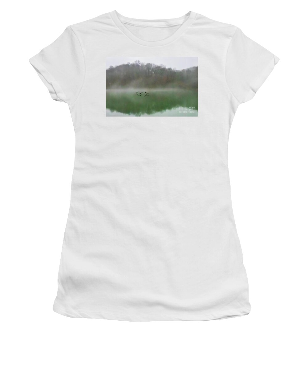 Landscape Women's T-Shirt featuring the photograph Five Geese by Theresa D Williams