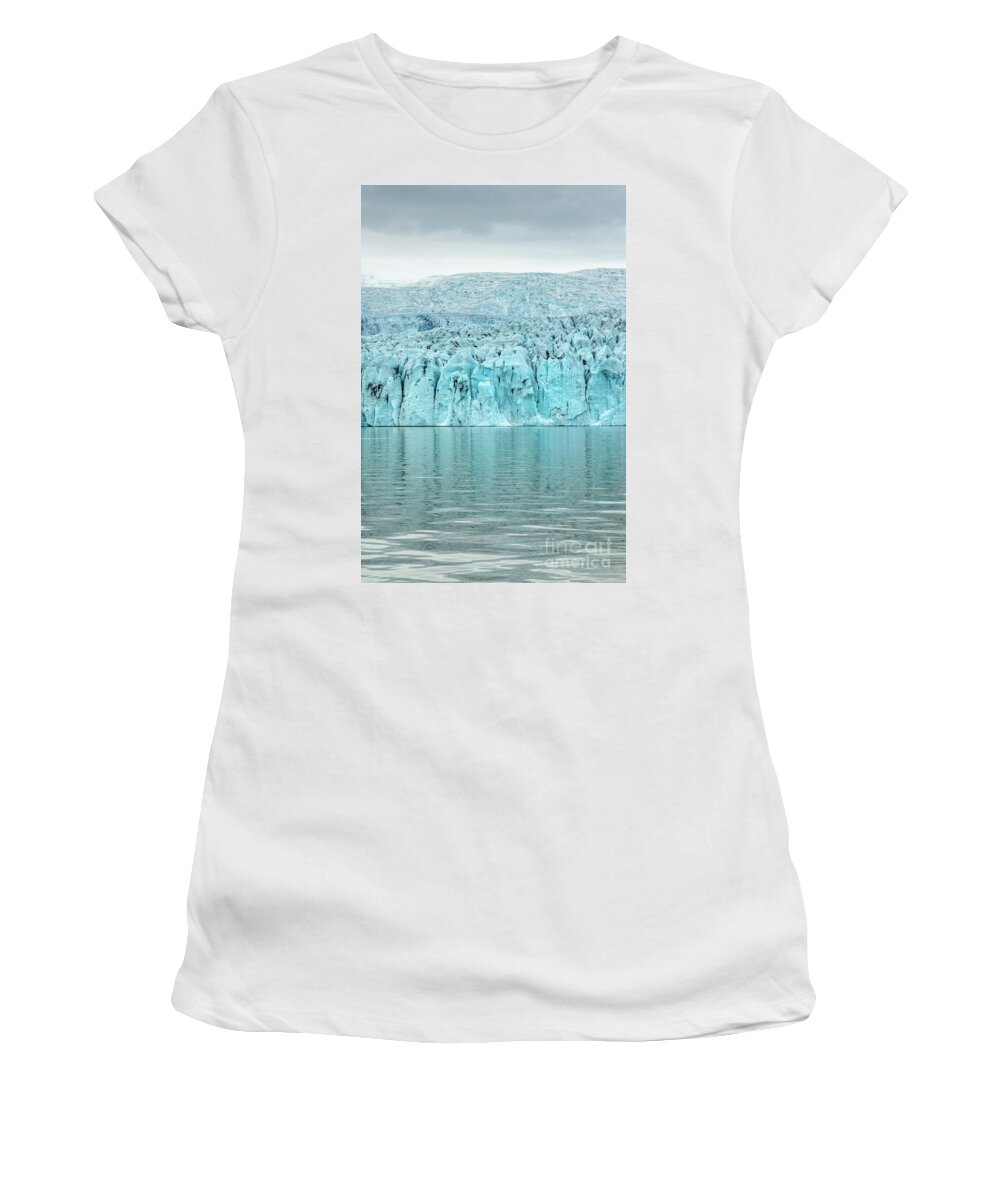 Iceland Women's T-Shirt featuring the photograph Fjallsarlon glacier lagoon, Iceland by Delphimages Photo Creations