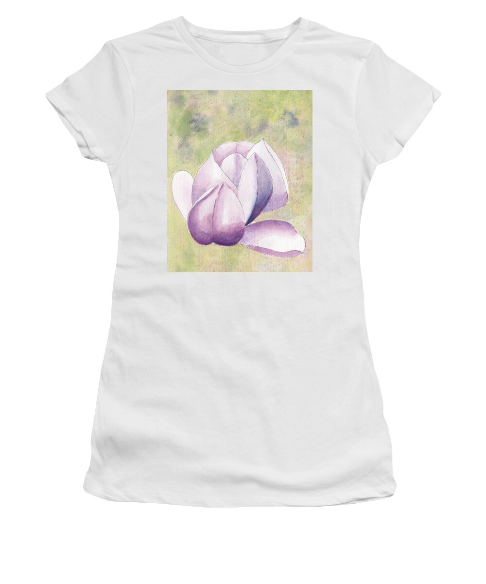Trees In Spring Women's T-Shirt featuring the painting Floating Magnolia by Anne Katzeff