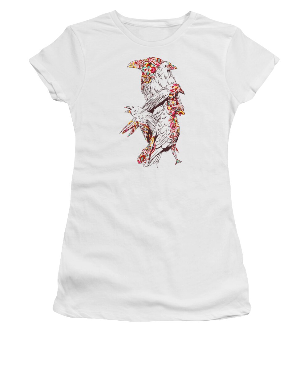 Colorful Women's T-Shirt featuring the digital art Floral Bird by Jacob Zelazny