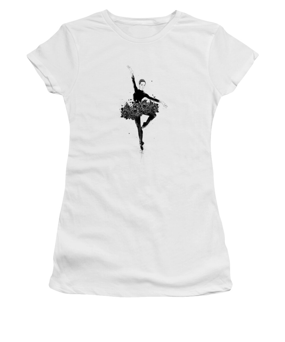 Ballet Women's T-Shirt featuring the drawing Floral dance by Balazs Solti