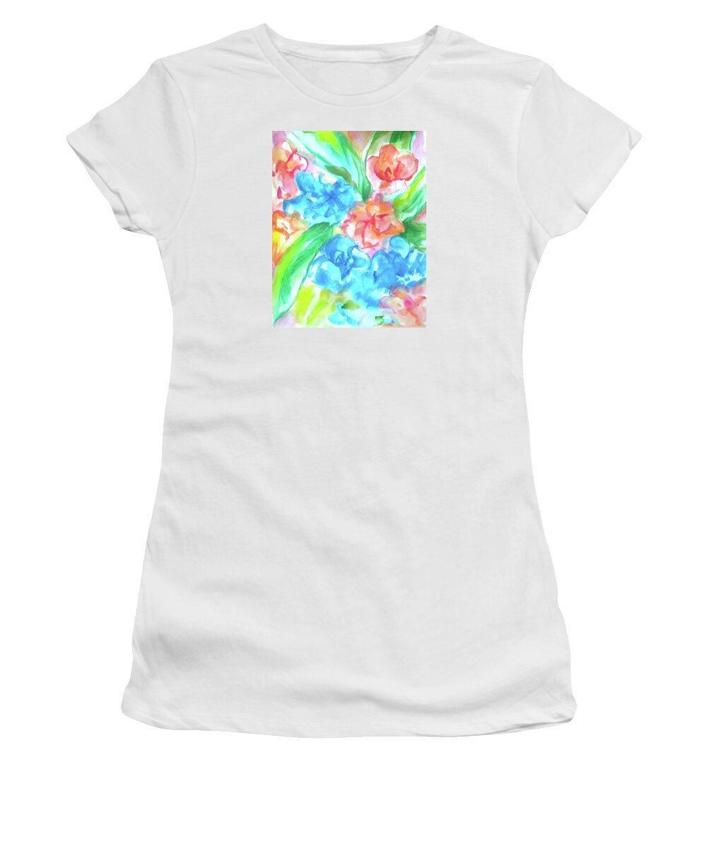 Watercolor Women's T-Shirt featuring the painting Florida Flowers by Shelley Overton