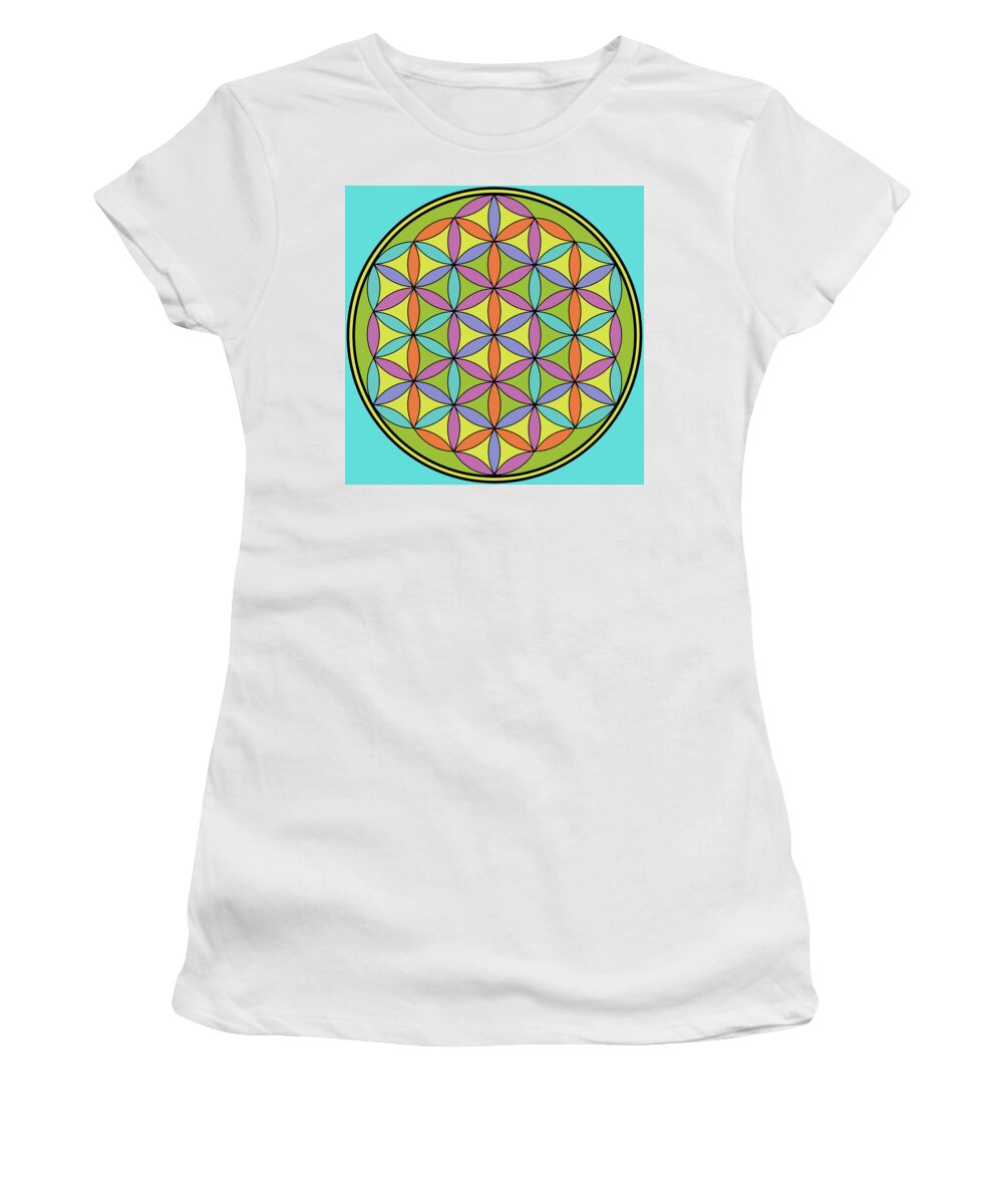 Flower Of Life Women's T-Shirt featuring the digital art Flower of Life 2 by Angie Tirado