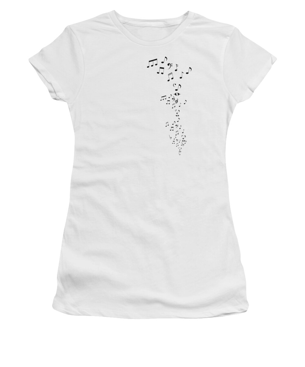 Flying Women's T-Shirt featuring the digital art Flying Notes Black by Megan Miller