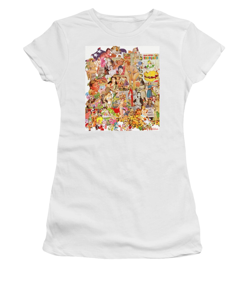 Food Women's T-Shirt featuring the mixed media Food Land by Sally Edelstein