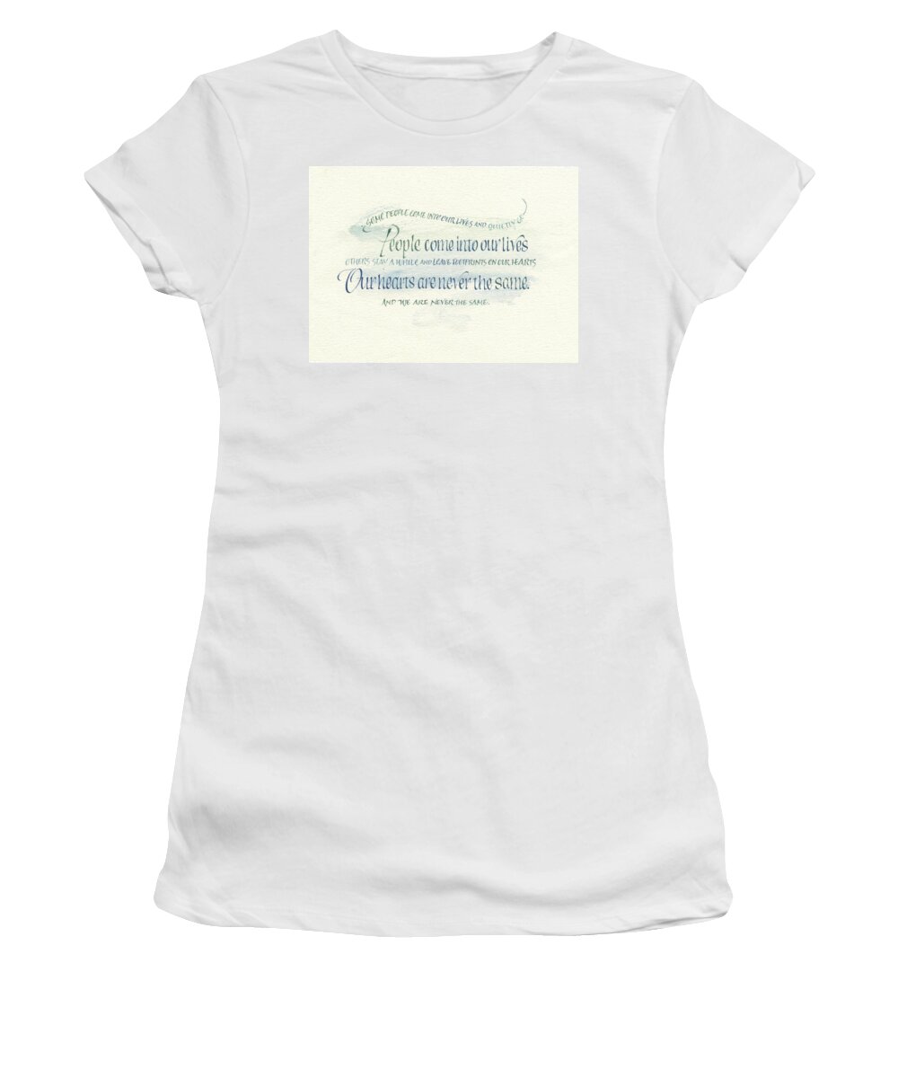 Congratulations Women's T-Shirt featuring the painting Footprints On Our Heart by Judy Dodds