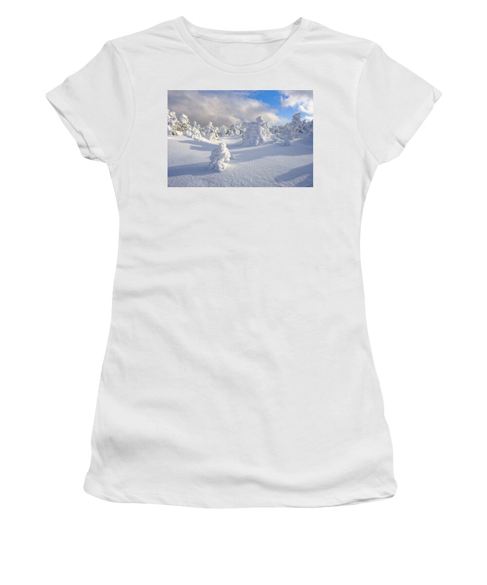 New Hampshire Women's T-Shirt featuring the photograph Rime and Shadow. by Jeff Sinon
