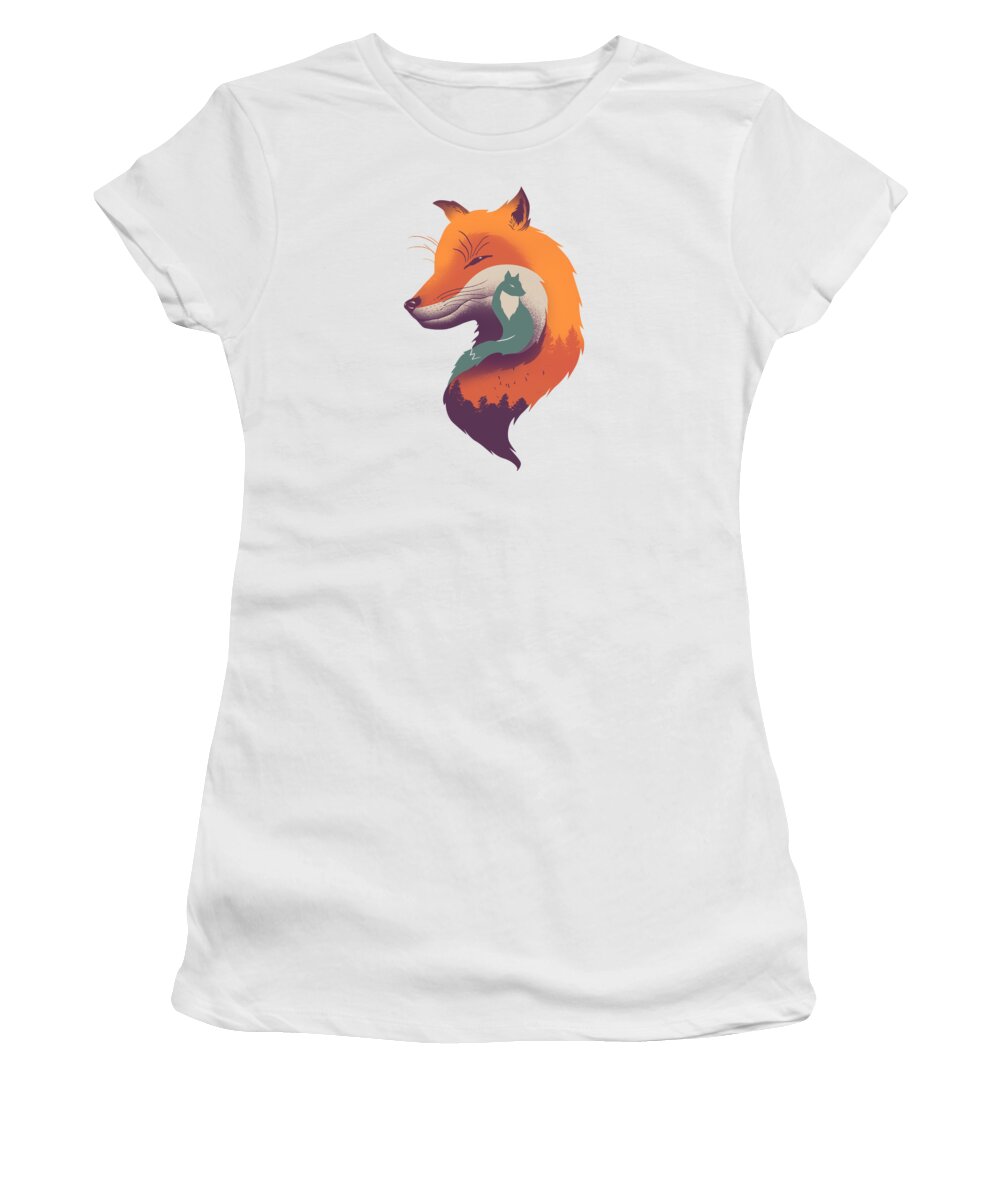 Fox Women's T-Shirt featuring the digital art Foxy Breeze by Vincent Trinidad