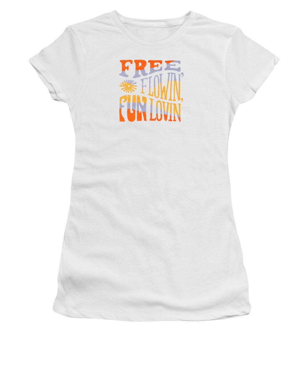 60s Women's T-Shirt featuring the painting Free Flowin Fun Lovin by Jen Montgomery