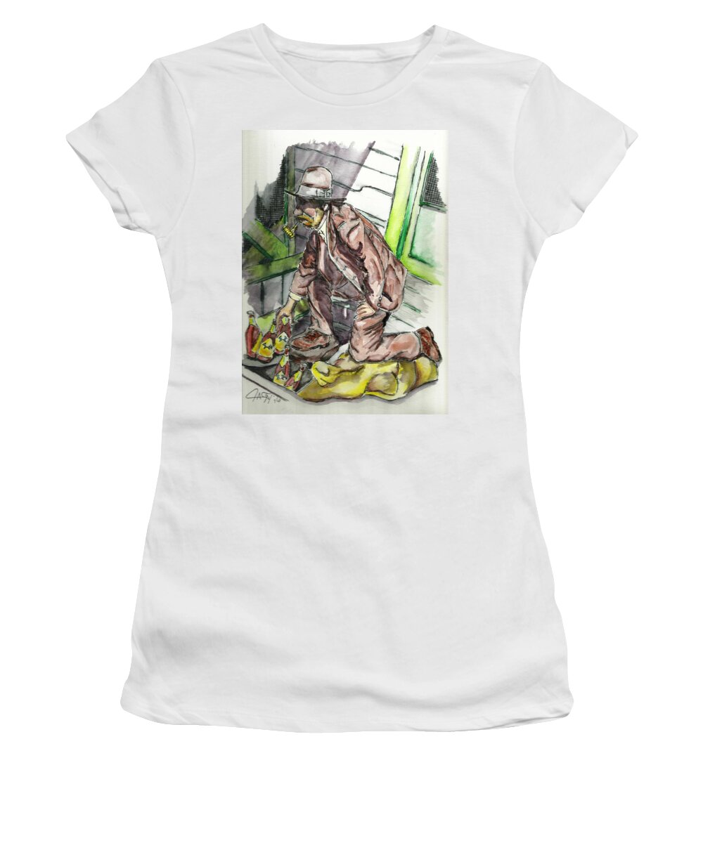 Art Women's T-Shirt featuring the painting Fritz Durien Hall Of Fame Warehouse by The GYPSY