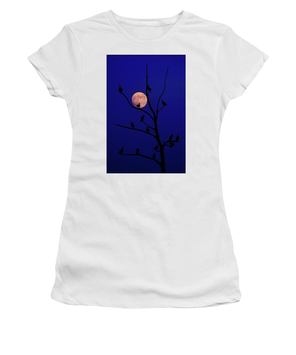 Full Moon Courants Women's T-Shirt featuring the photograph Full Moon Courants by Raymond Salani III