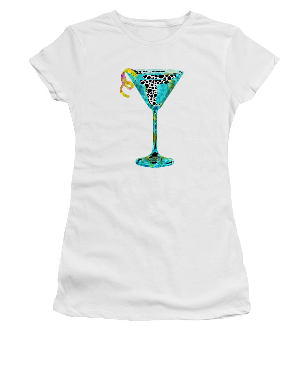 Martini Women's T-Shirt featuring the painting Fun Martini Art - Happy Hour - Sharon Cummings by Sharon Cummings