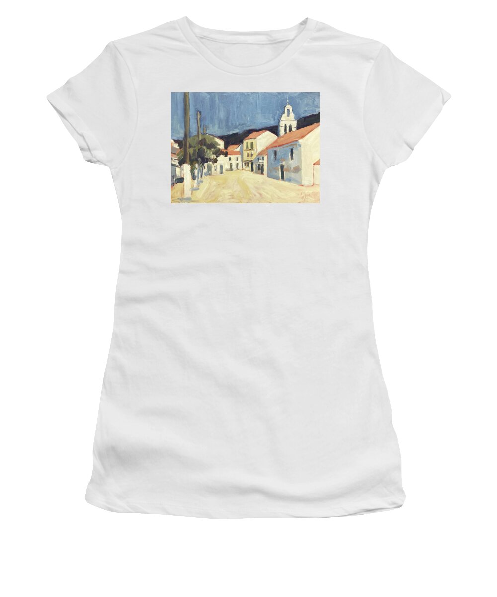 Loggos Women's T-Shirt featuring the painting Gaios in the morning by Nop Briex