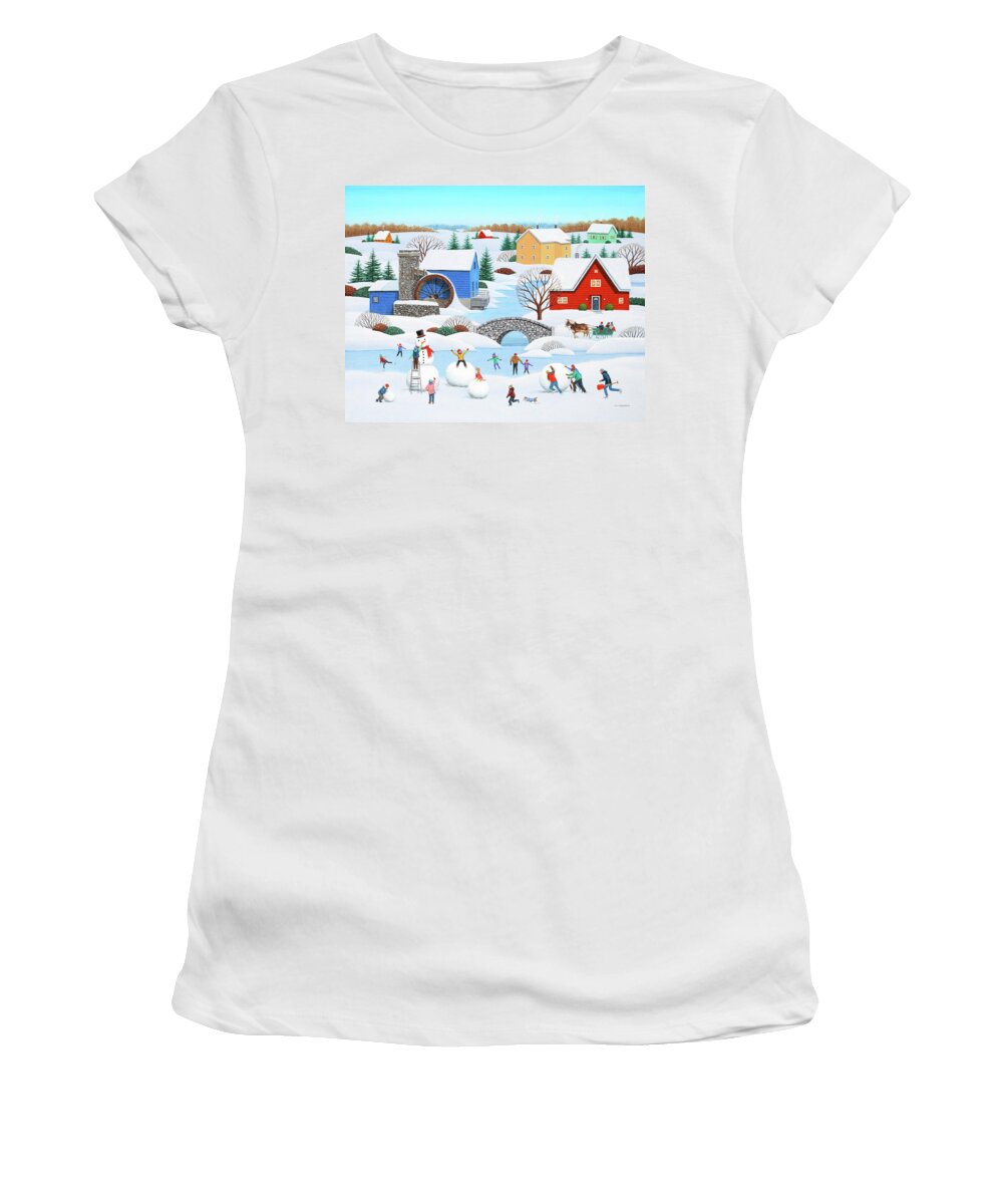 Snow Women's T-Shirt featuring the painting Go Big or Go Home by Wilfrido Limvalencia