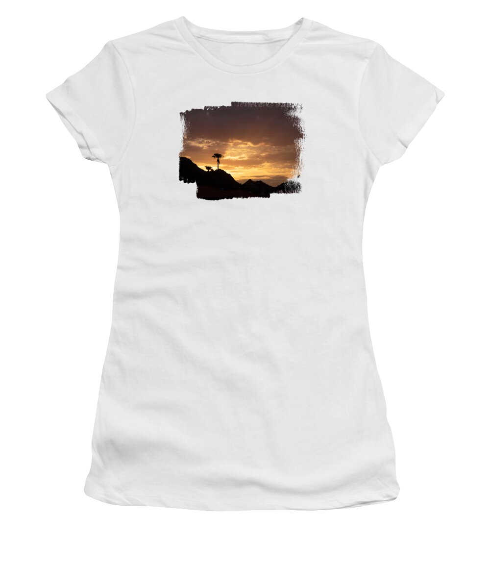 Sunset Women's T-Shirt featuring the photograph Golden Desert Monsoon Sunrise by Elisabeth Lucas