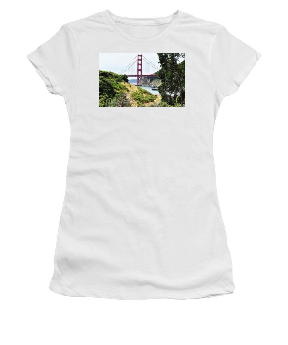 Golden Gate Bridge Women's T-Shirt featuring the photograph Golden Gate by D Patrick Miller